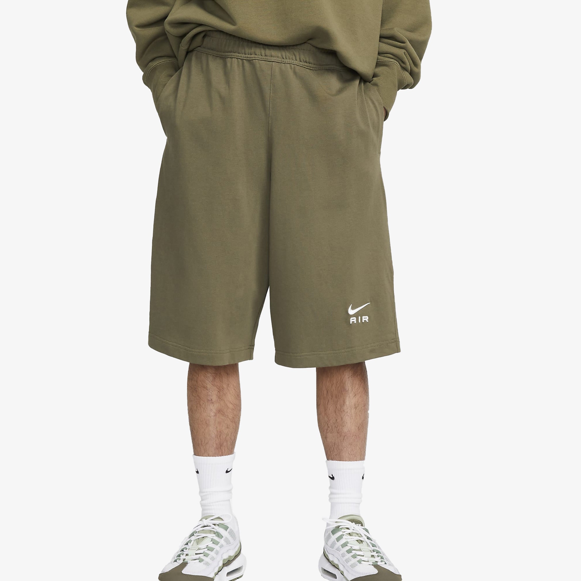 Nike AIR OVERSIZED FLEECE SHORTS MEDIUM OLIVE/PHANTOM