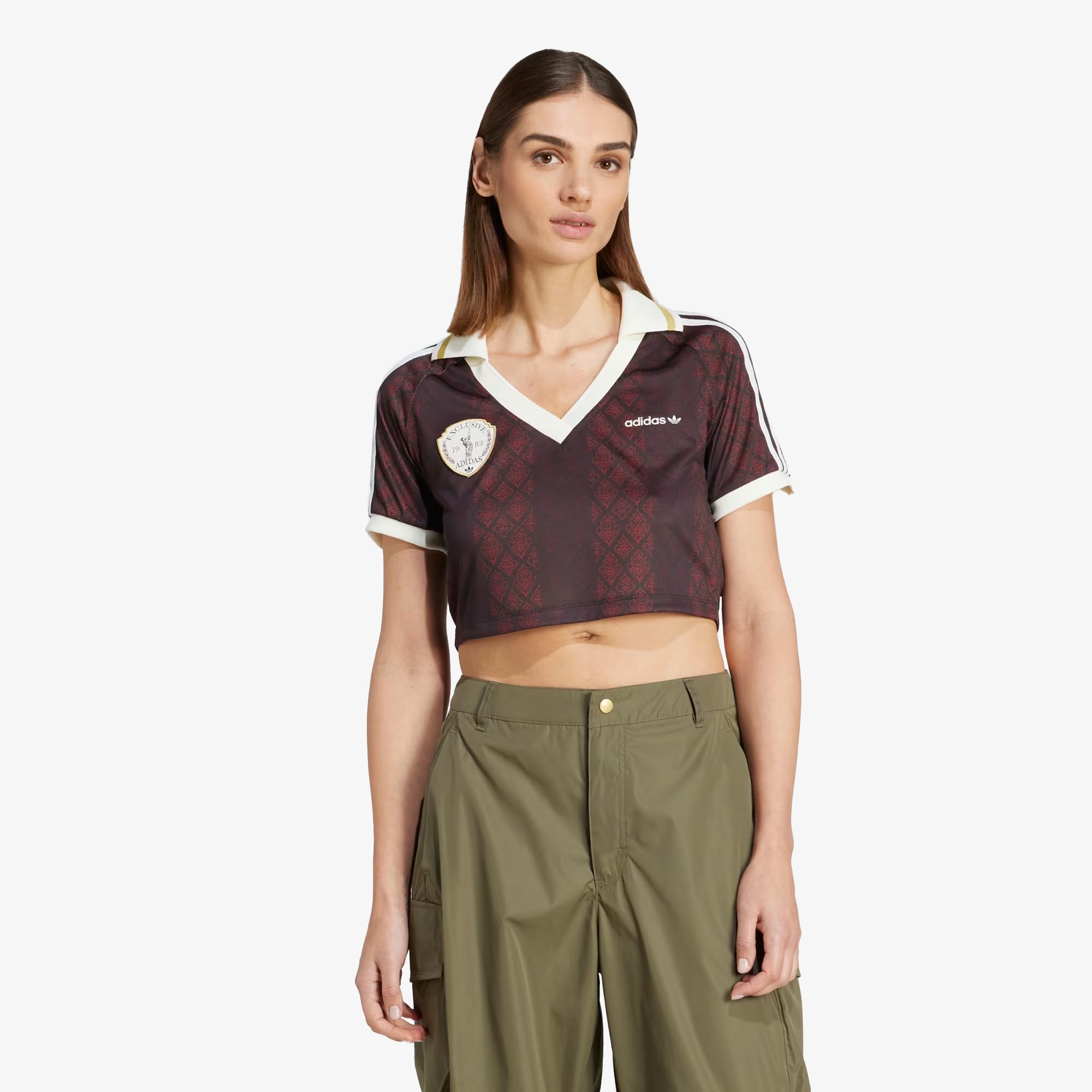 Adidas Originals RETRO SPORTS CRICKET-INSPIRED CROPPED JERSEY