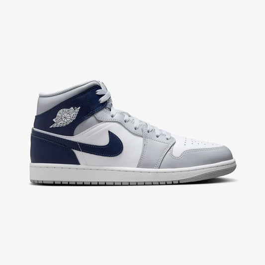 NIKE | AIR JORDAN 1 MID { WHITE/MIDNIGHT NAVY-WOLF GREY