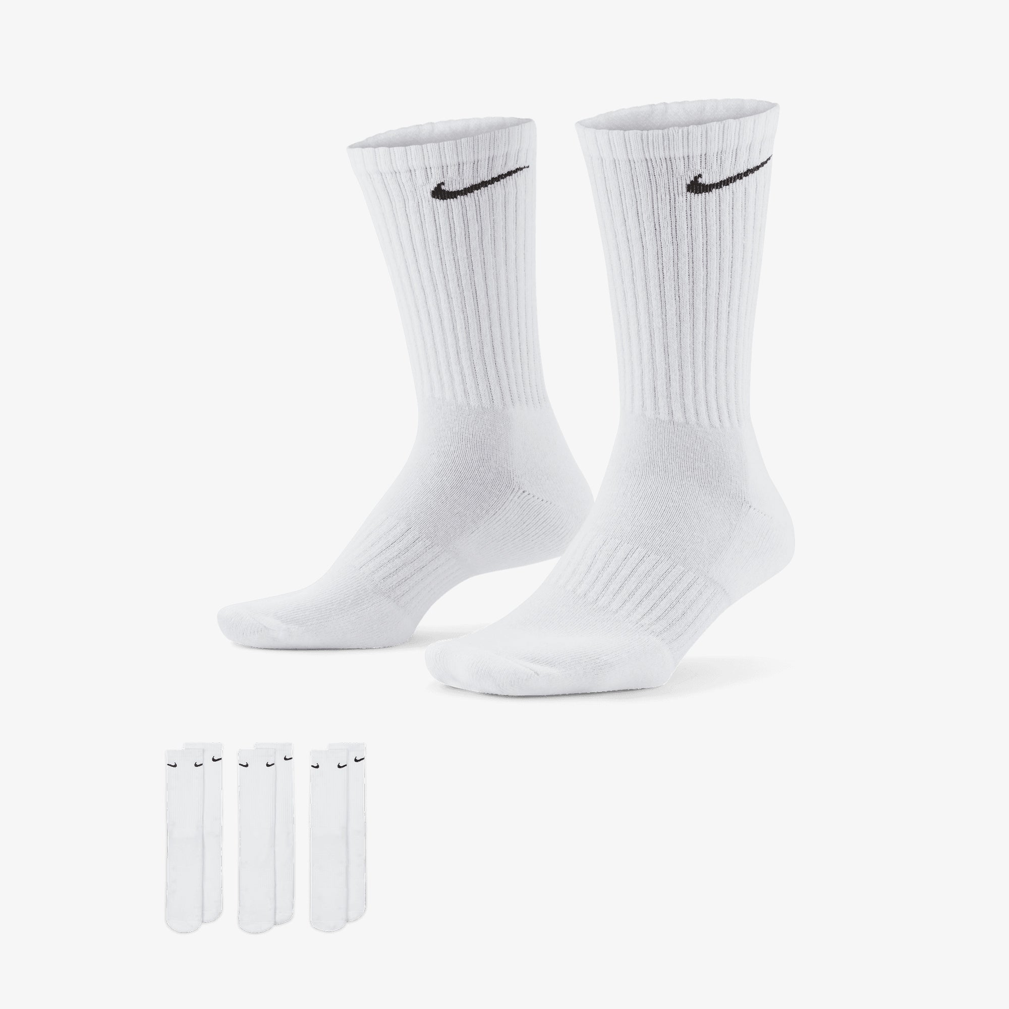 NIKE EVERYDAY CUSHIONED TRAINING CREW SOCKS WHITE/BLACK