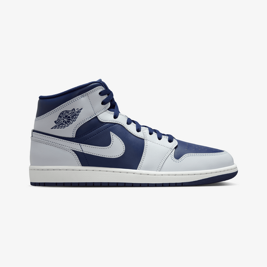 JORDAN | AIR JORDAN 1 MID { BLUE VOID/PURE PLATINUM-SUMMIT WHITE