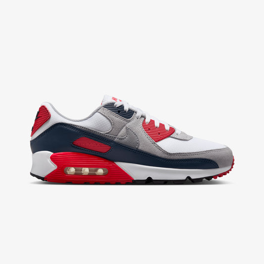 Nike | AIR MAX 90 { WHITE/COOL GREY-UNIVERSITY RED