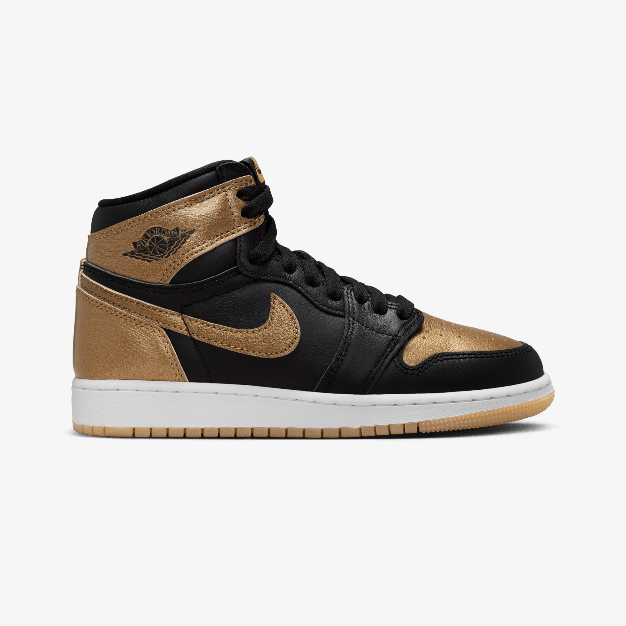 JORDAN AIR JORDAN HIGH OG (GS) BLACK/METALLIC GOLD-SAIL