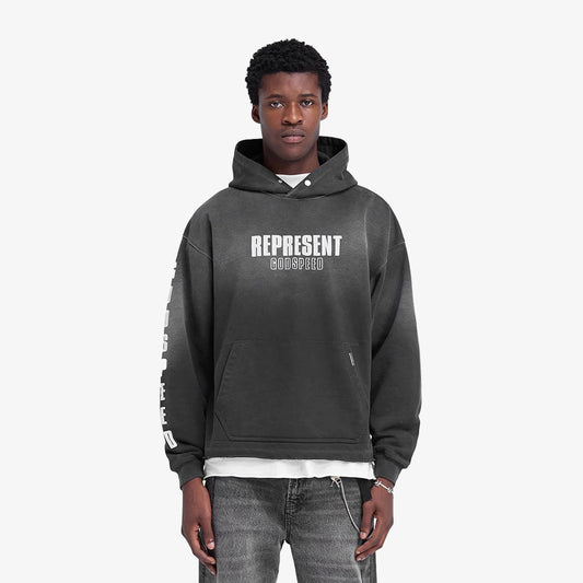 Represent | GODSPEED HOODIE { AGED BLACK