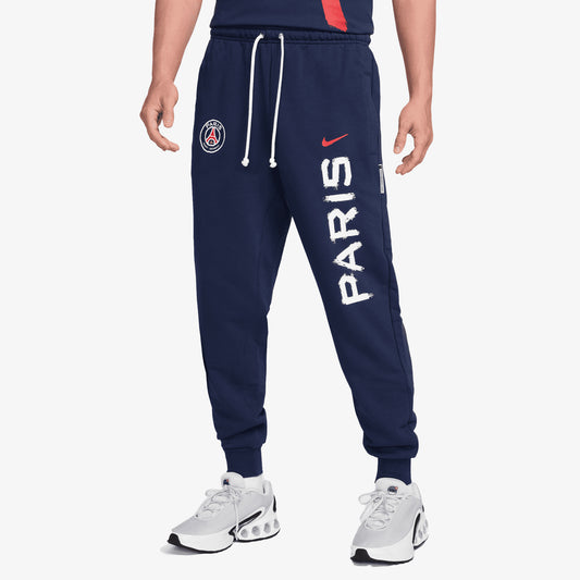 NIKE | PARIS SAINT-GERMAIN STANDARD ISSUE DRI-FIT SOCCER TAPERED PANT { MIDNIGHT NAVY/UNIVERSITY RED