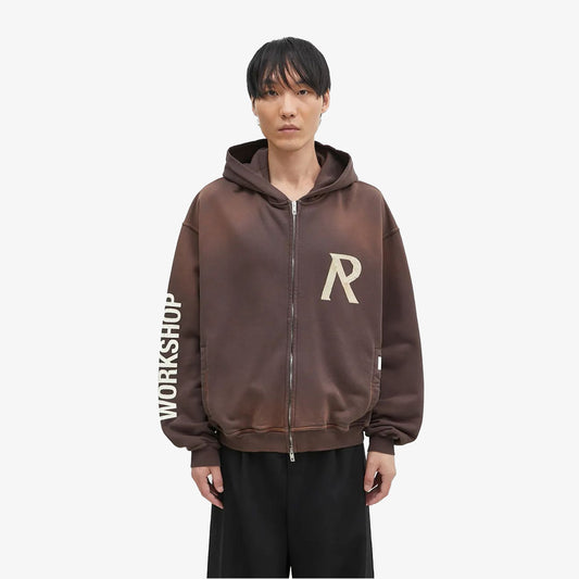 Represent | MASKING TAPE INITIAL ZIP HOODIE { CEDAR