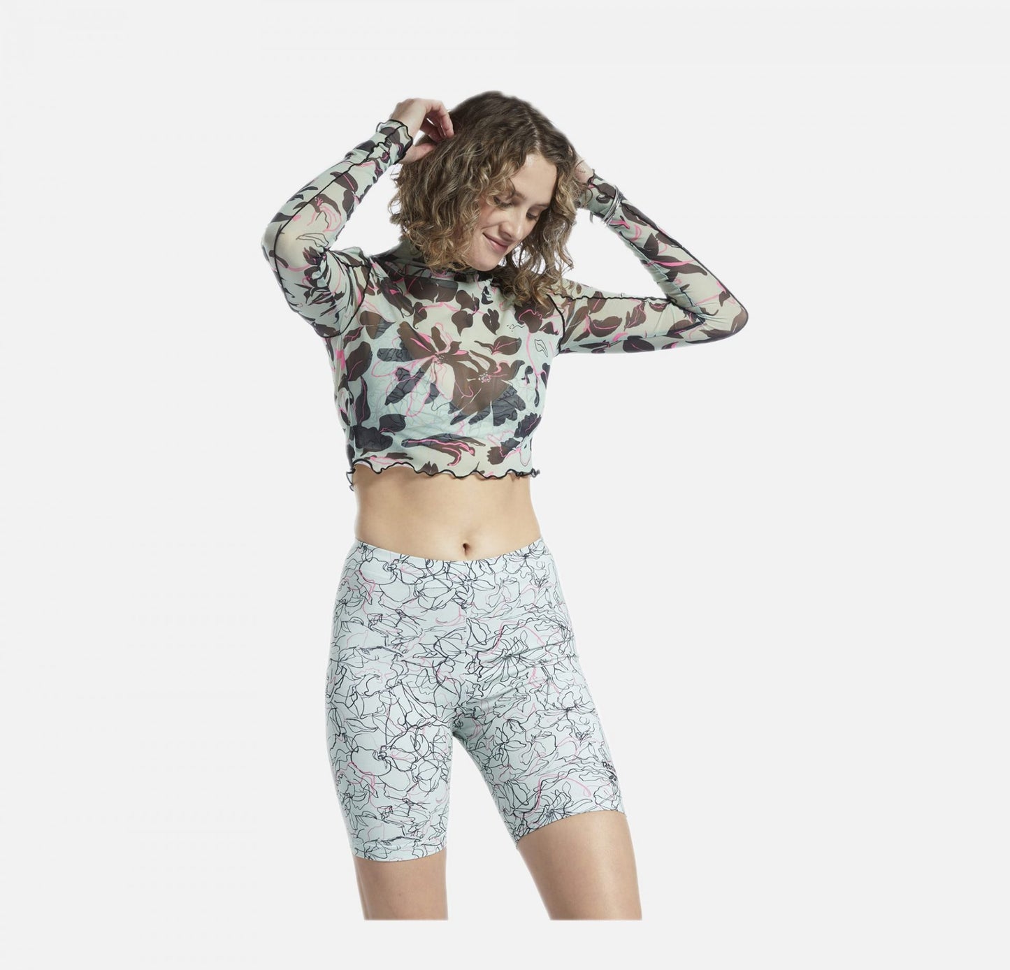 CLASSICS FLOURISHING FLORAL PRINT MESH LONG SLEEVE SHIRT