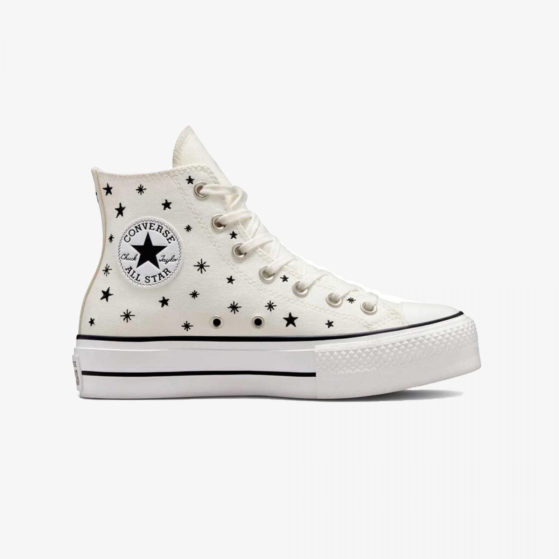 Converse CHUCK TAYLOR ALL STAR LIFT PLATFORM EMBROIDERED STARS EGRET/BLACK/MOONSTONE VIOLET