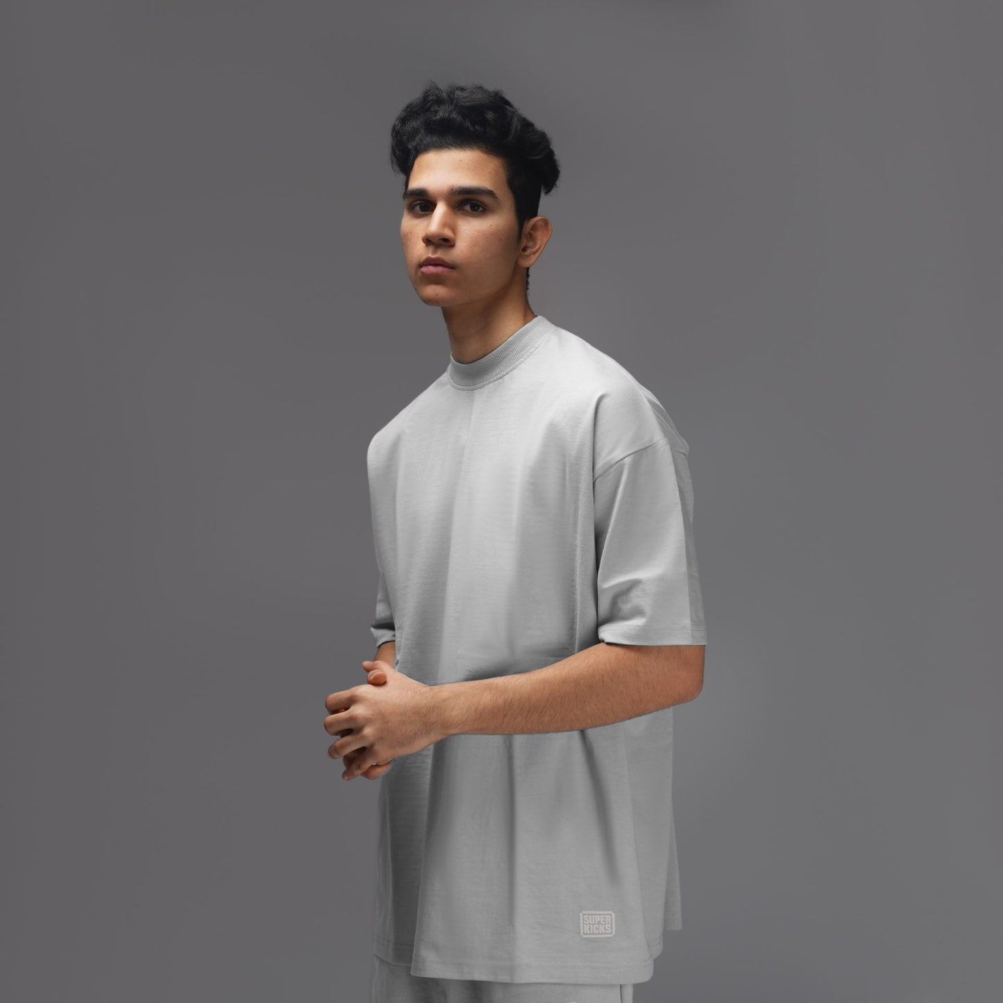 HALF SLEEVED TEE GLACIER GREY