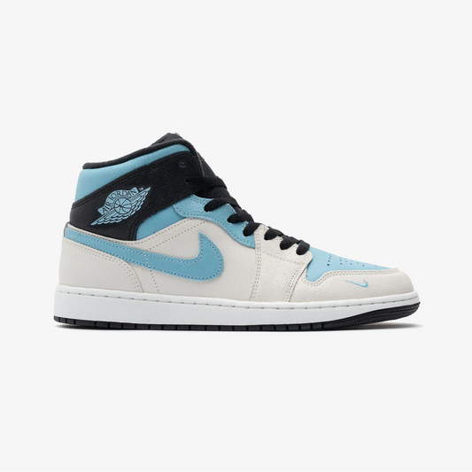 JORDAN | AIR JORDAN 1 MID { SUMMIT WHITE/BLUE CHILL-BLACK