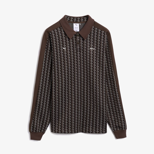 PUMA | x JJJJOUND T7 LONGSLEEVE POLO { CHOCOLATE
