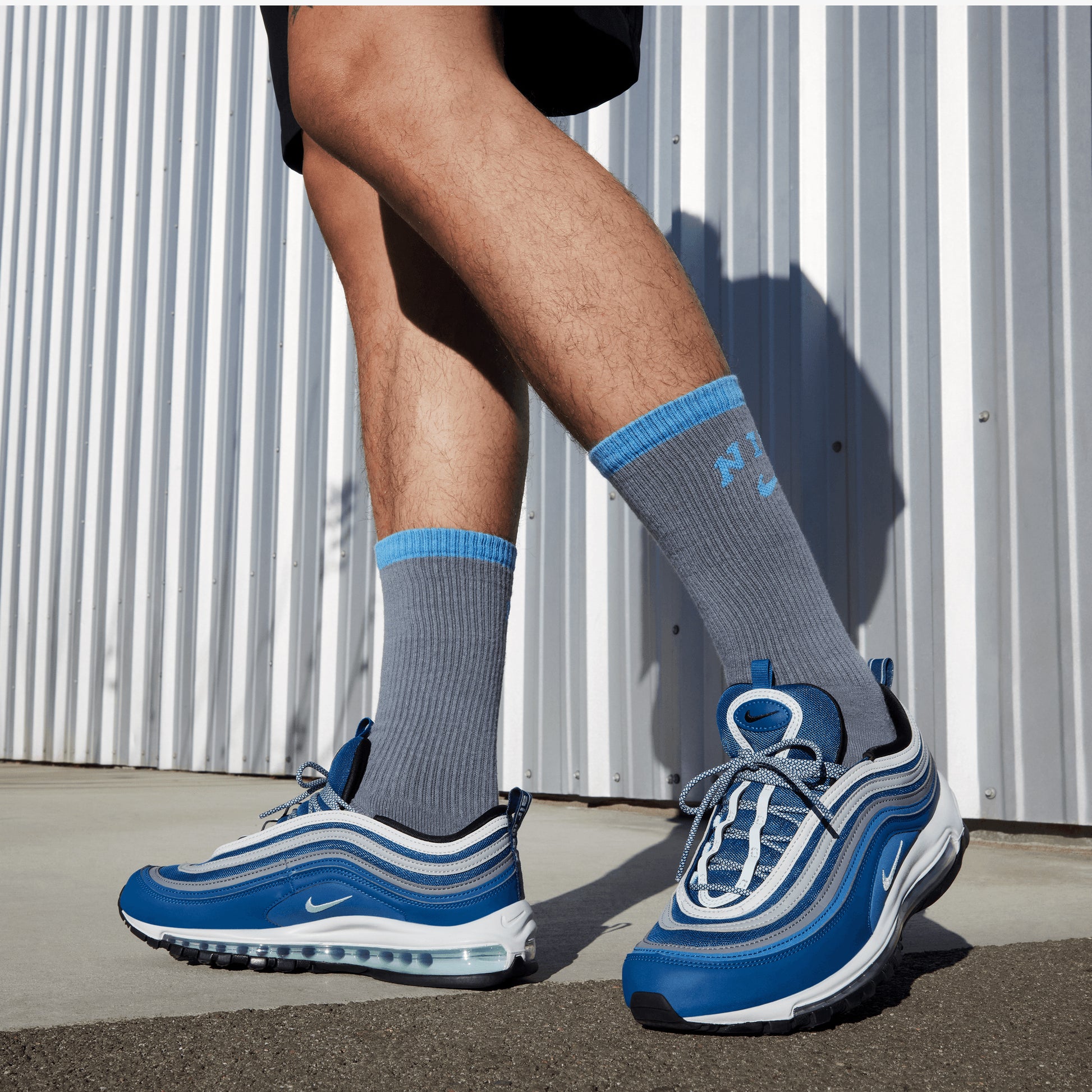 Stylish Sneaker Air Max 97 White And Baby Blue Women's Shoes Nike