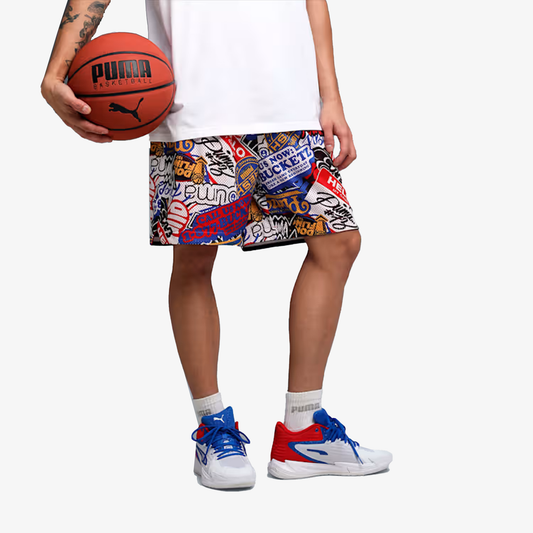 PUMA | HOOPERS HOTLINE PRINTED 7" BASKETBALL SHORTS { MULTI