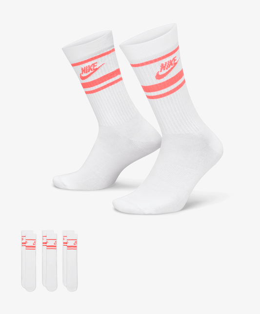 NIKE | SPORTSWEAR DRI-FIT EVERYDAY ESSENTIAL { WHITE/HOT PUNCH/HOT PUNCH