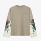 ALMOST GODS | PAINT SPLATTER LONG SLEEVE OVERSIZED TEE { BEIGE