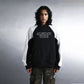 ALMOST GODS | LOGO PANEL HOODIE IN BLACK AND WHITE { BLACK/WHITE