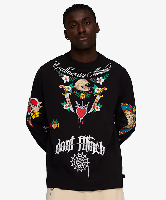PUMA | SWISH N' INK LONG SLEEVE OVERSIZED BASKETBALL TEE { BLACK