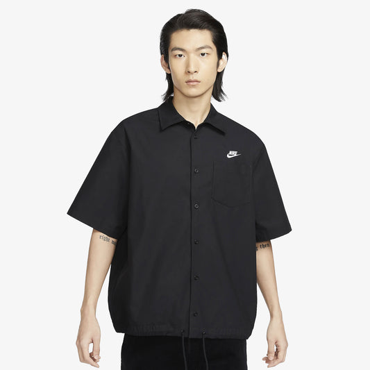 NIKE | CLUB OXFORD BUTTON-UP SHIRT { BLACK/WHITE