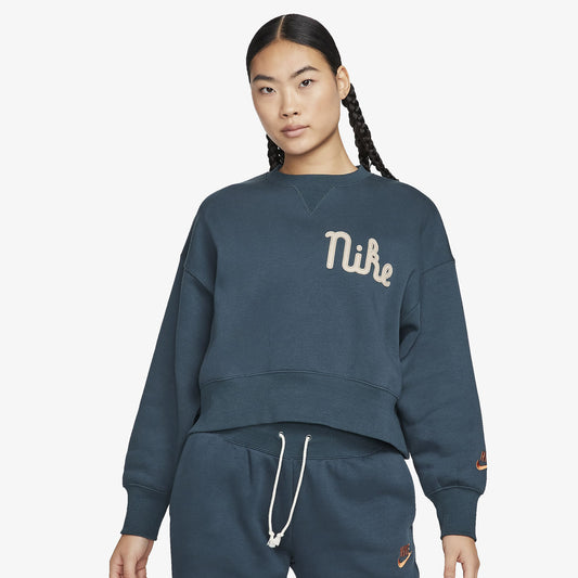 Nike | CREW-NECK FLEECE SWEATSHIRT  { DEEP JUNGLE/KHAKI/CAMPFIRE ORANGE