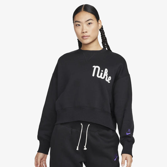 Nike | CREW-NECK FLEECE SWEATSHIRT  { BLACK/SAIL/FIELD PURPLE
