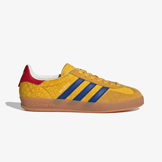 ADIDAS ORIGINALS | GAZELLE INDOOR { BOLD GOLD/POWER BLUE/TEAM COLLEGIATE RED