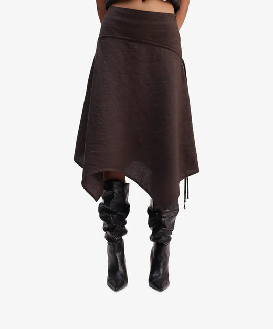 ALMOST GODS | PANEL SKIRT { BROWN