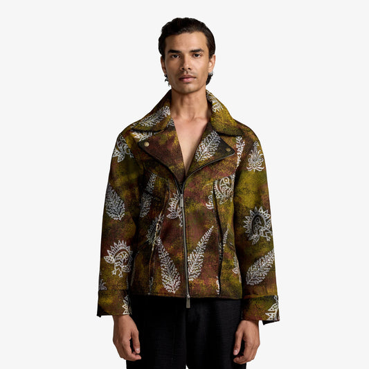 F A R A K | BIKER HANDMADE JACKET { BROWN/MULTI