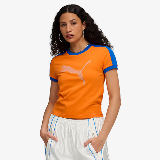 PUMA | x FENTY T7 SLIM FIT T-SHIRT { RICKIE ORANGE