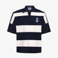 ALMOST GODS | ALPHA CROSS WOVEN STRIPED POLO { NAVY/WHITE