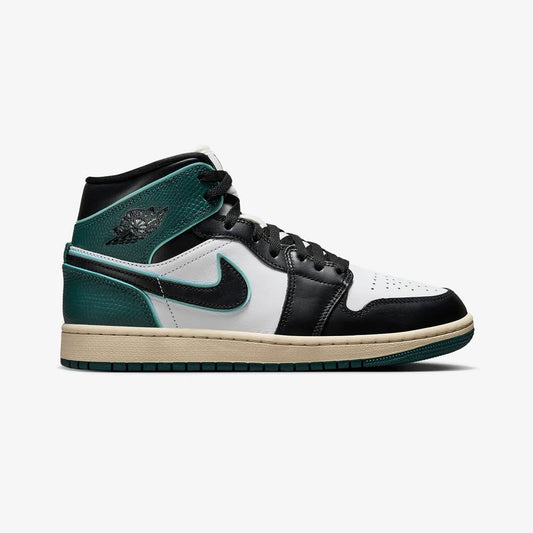 JORDAN | WMN'S AIR JORDAN 1 MID SE { WHITE/BLACK-LIGHT DEW-OXIDIZED GREEN