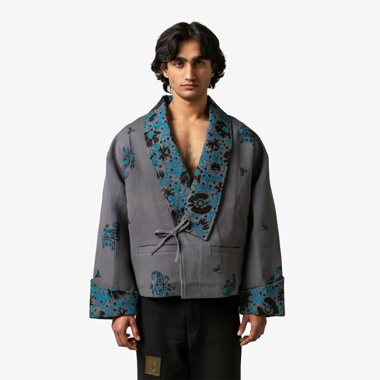 F A R A K | SANGANERI HANDMADE KIMONO JACKET { GREY