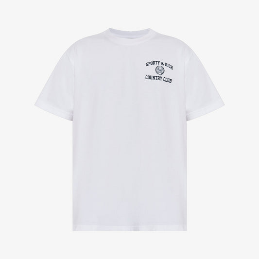 SPORTY & RICH | VARSITY CREST T-SHIRT { WHITE/NAVY