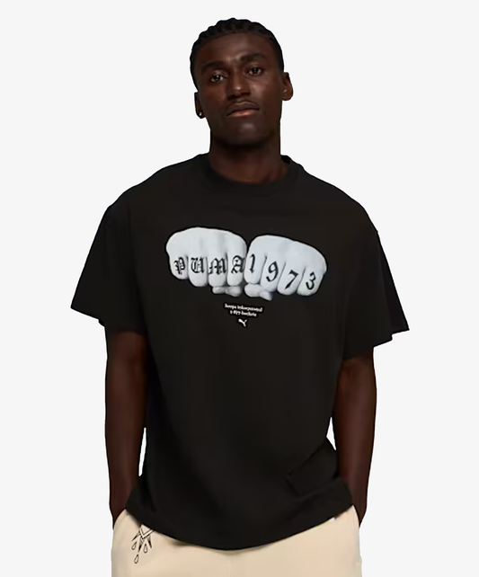 PUMA | SWISH N' INK OVERSIZED BASKETBALL COTTON TEE { PUMA BLACK