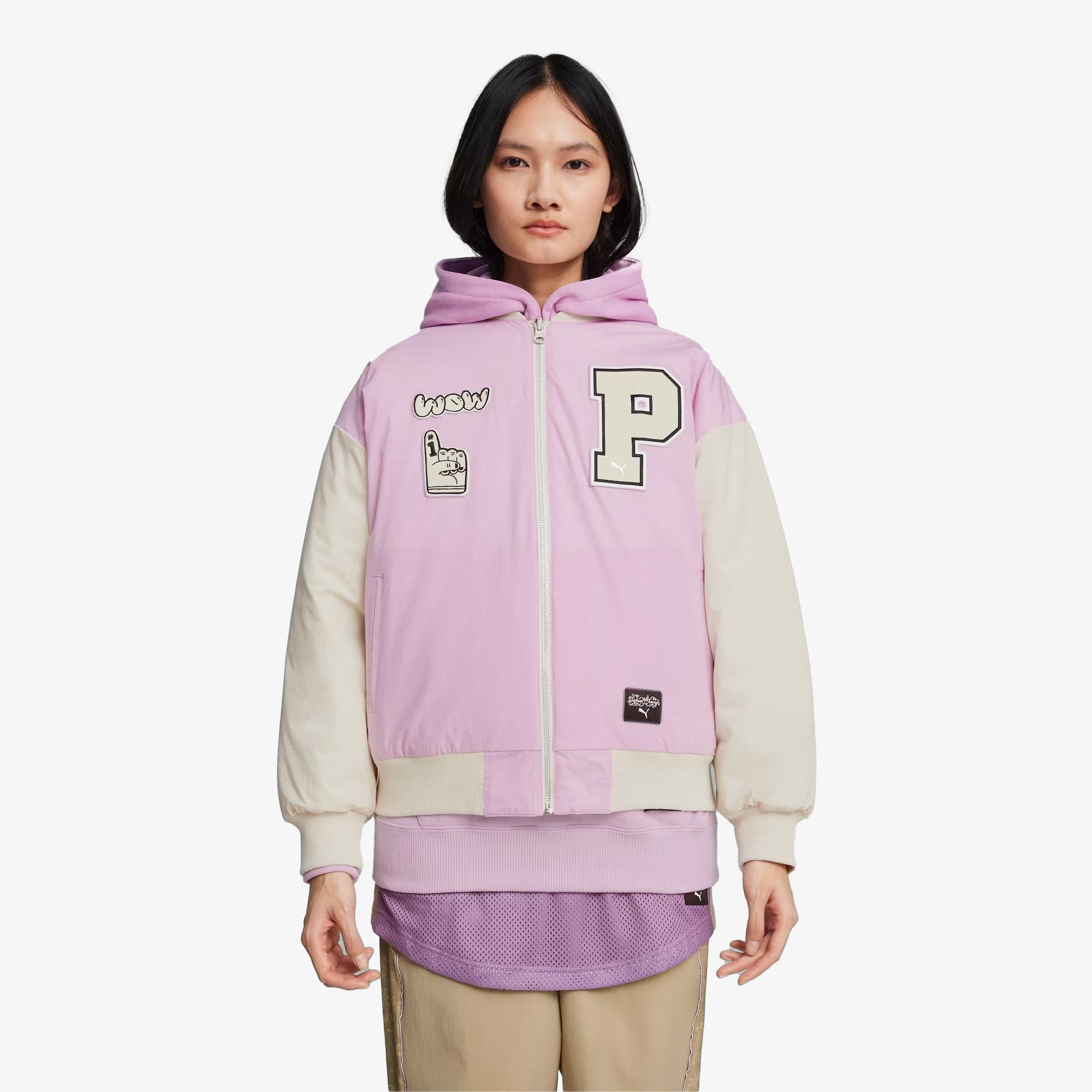 PUMA スカジャン 希少 ブラウン×ゴールド×ピンク ボンバージャケット