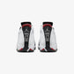JORDAN | AIR JORDAN 14 RETRO "BLACK TOE" { WHITE/VARSITY RED-BLACK-METALLIC SILVER