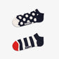 Happy Socks | 2-PACK BIG DOT STRIPE LOW { RED/BLACK