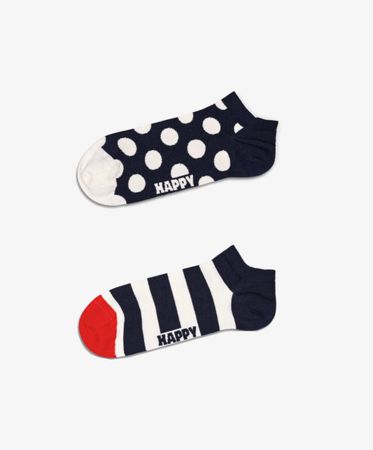 Happy Socks | 2-PACK BIG DOT STRIPE LOW { RED/BLACK