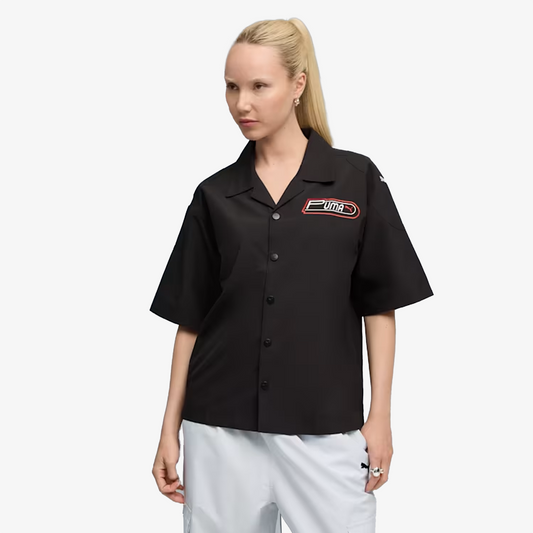 PUMA | FUTURE ARCHIVE GRAPHIC EMBROIDERED SHIRT { BLACK