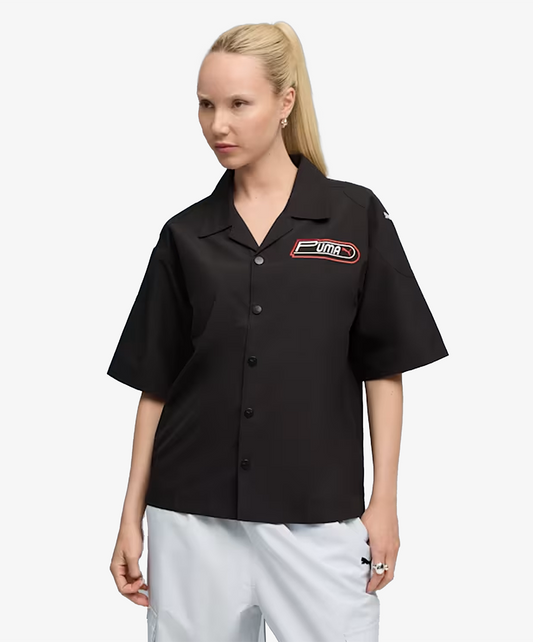PUMA | FUTURE ARCHIVE GRAPHIC EMBROIDERED SHIRT { BLACK