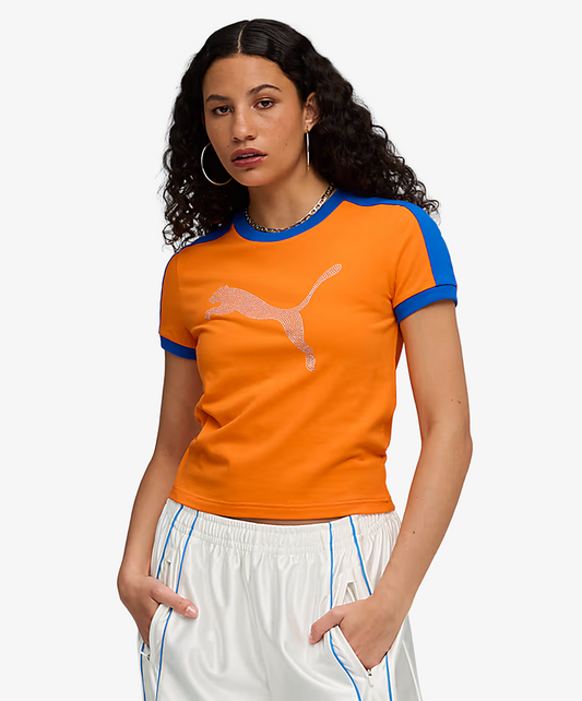 PUMA | x FENTY T7 SLIM FIT T-SHIRT { RICKIE ORANGE