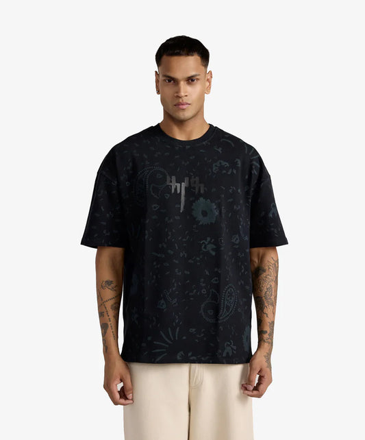 F A R A K | BASICS BLOCK PRINTED TEE { BLACK
