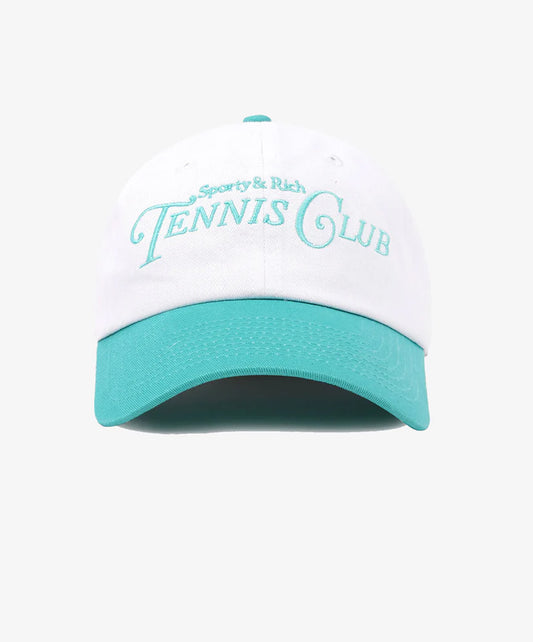 SPORTY & RICH | RIZZOLI TENNIS HAT { WHITE/CARIBBEAN