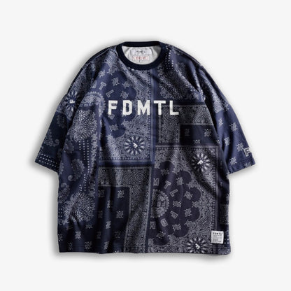 FDMTL | PRINTED PATCHWORK SWEAT TEE  { NAVY