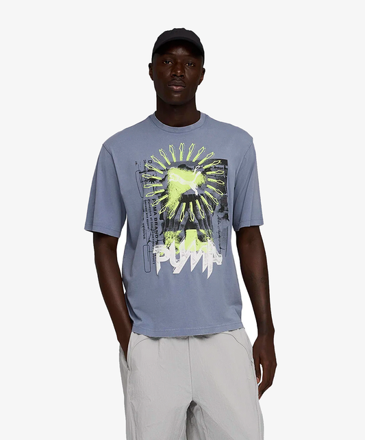 PUMA | GRAPHIC BOXY WASHED TEE { GRAY SKY