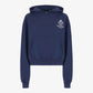 SPORTY & RICH | CROWN LOGO CROPPED HOODIE { NAVY/WHITE