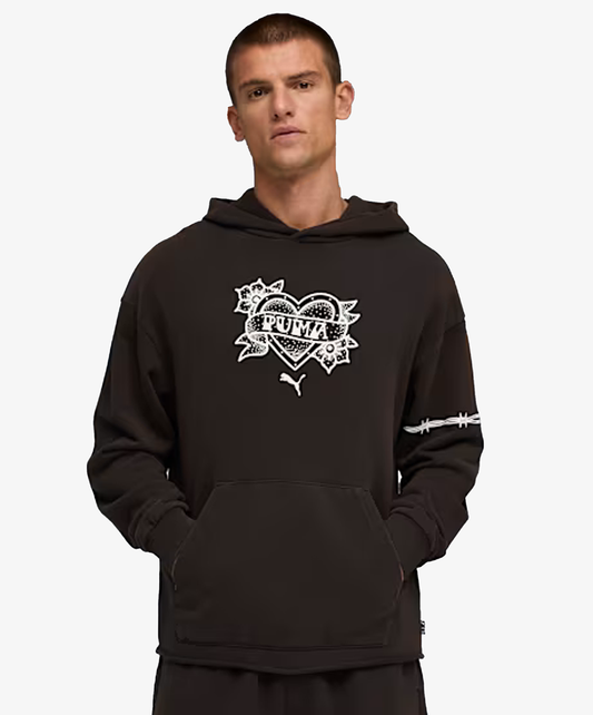 PUMA | SWISH N' INK RELAXED FIT GRAPHIC BASKETBALL HOODIE II { BLACK
