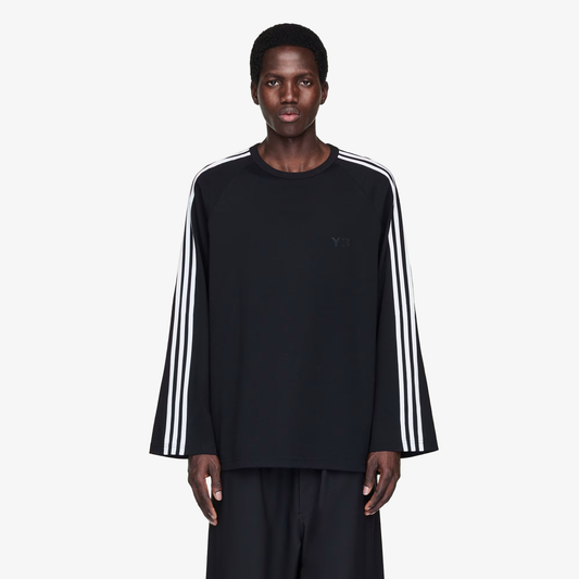 Y-3 | LONG SLEEVE TEE 3-STRIPES { BLACK