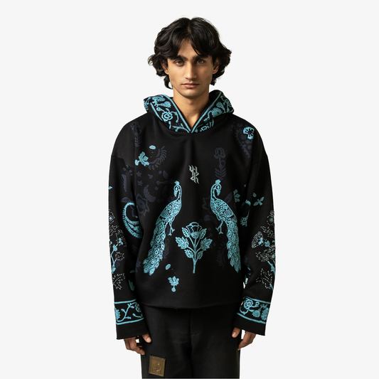 F A R A K | SAPPHIRE HANDMADE HOODIE { BLACK