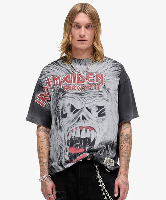 REPRESENT | REPRESENT x IRON MAIDEN BRITISH METAL T-SHIRT { STAINED BLACK