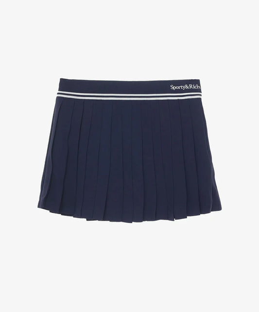 SPORTY & RICH | ABIGAIL PLEATED SKIRT { NAVY/OFF WHITE